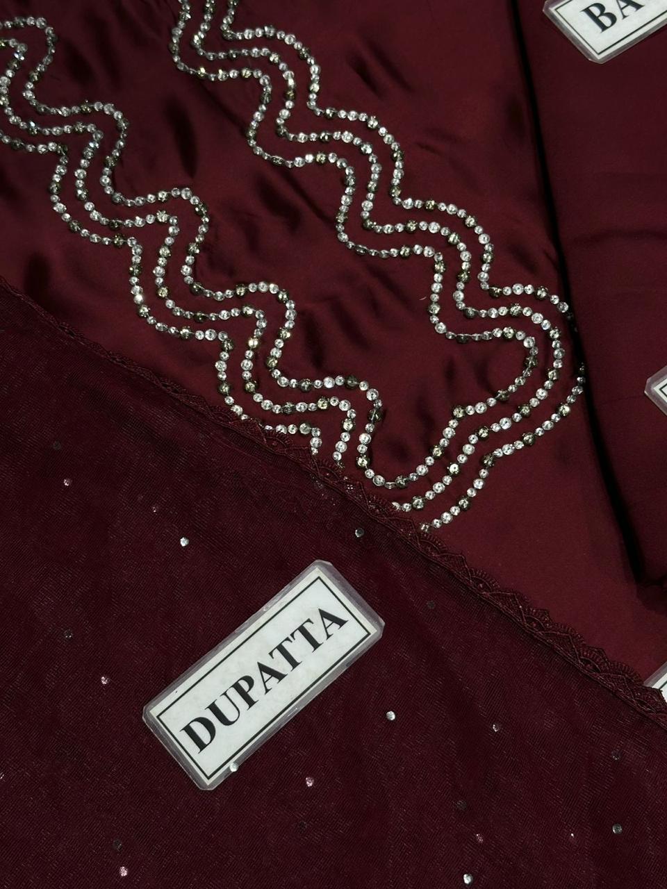 Lulusar Silk 3-Piece Stone Work Suit