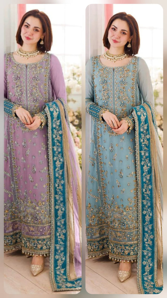 Charizma Chiffon & Net Embroidered 3-Piece Suit