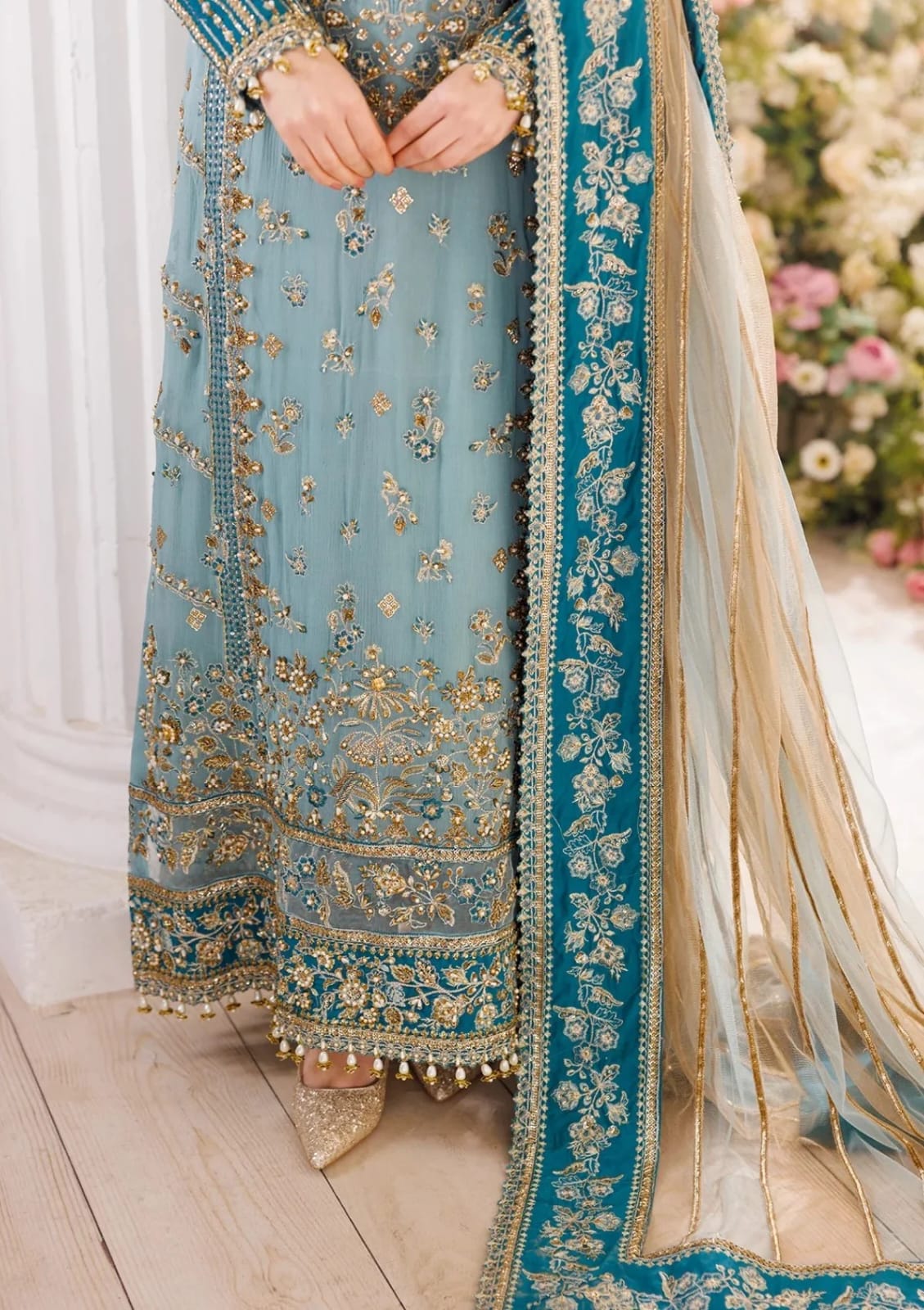 Charizma Chiffon & Net Embroidered 3-Piece Suit