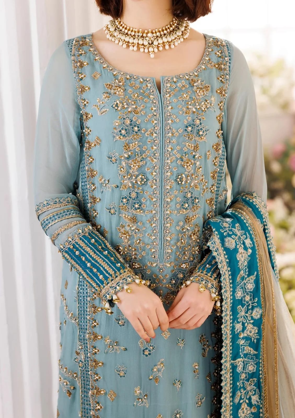 Charizma Chiffon & Net Embroidered 3-Piece Suit