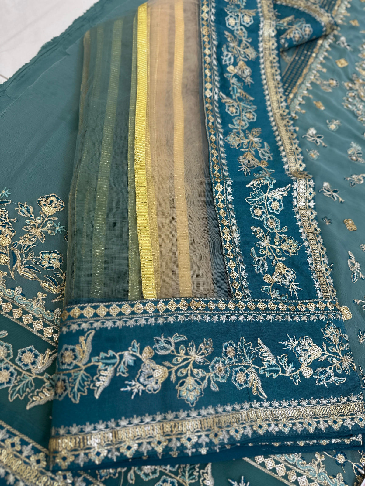 Charizma Chiffon & Net Embroidered 3-Piece Suit
