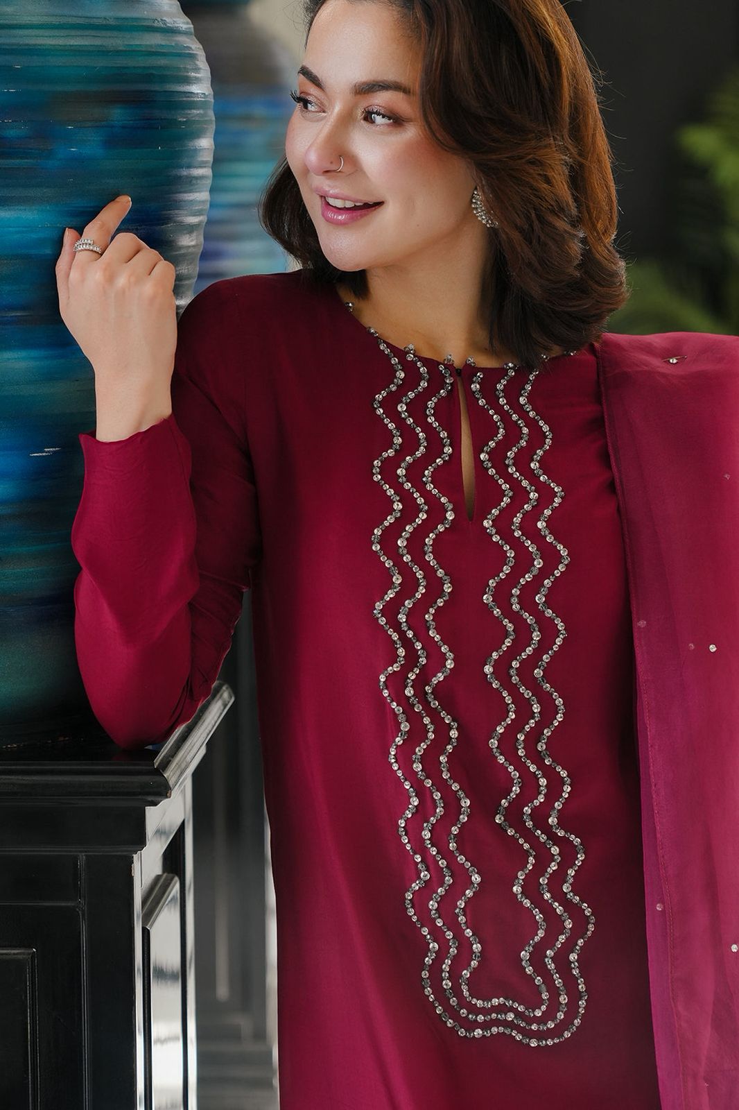 Lulusar Silk 3-Piece Stone Work Suit