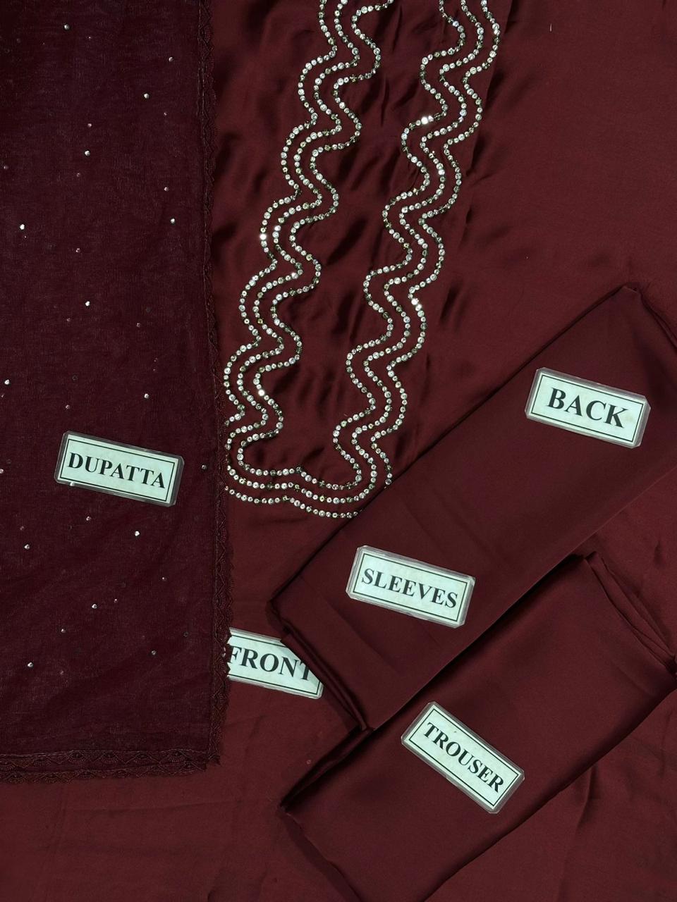 Lulusar Silk 3-Piece Stone Work Suit